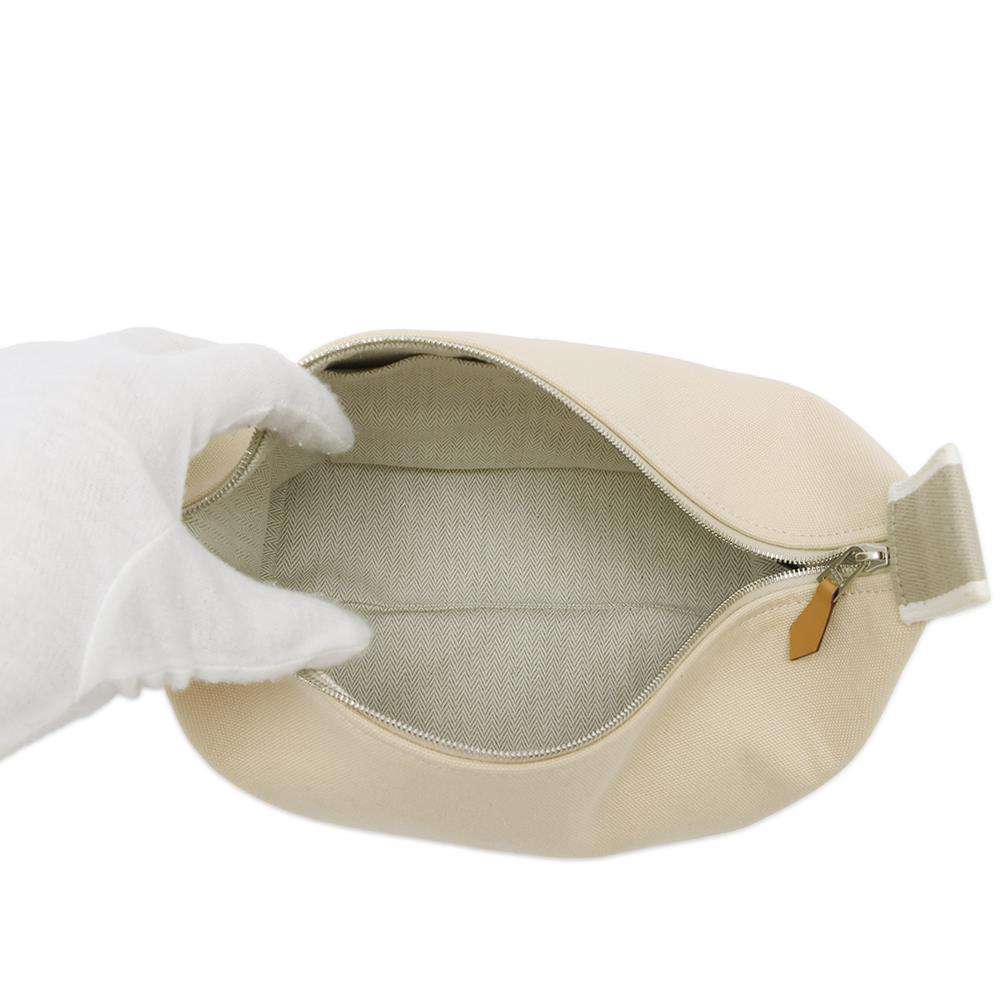 Hermes Brid A Black Pm Canvas Pouch Beige Silver View 4